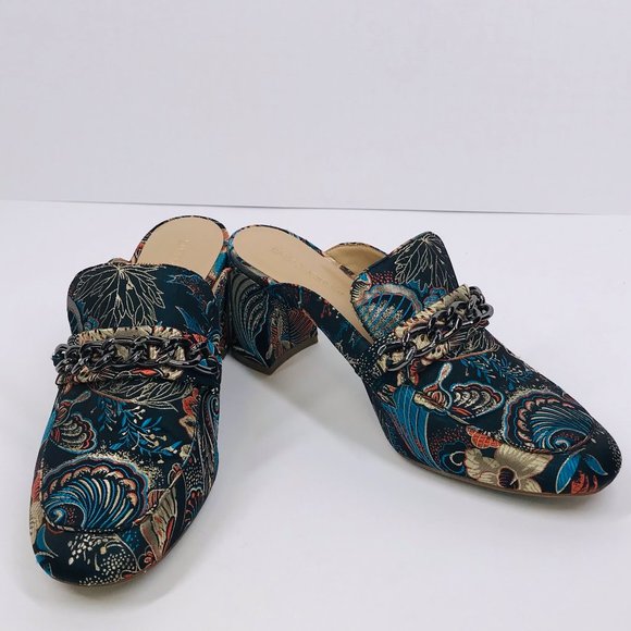 Enzo Angiolini Blue Floral Tapestry Gillian Mules - Picture 6 of 7